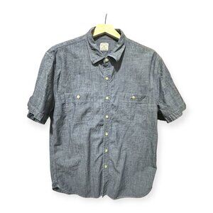 J. Crew  Men’s Chambray Button UP 2 Pocket Short Sleeve Shirt XL Cotton